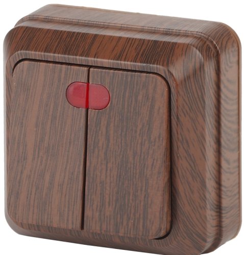 Выключатель накладной с подсветкой Intro Quadro 2-кл. венге картинка